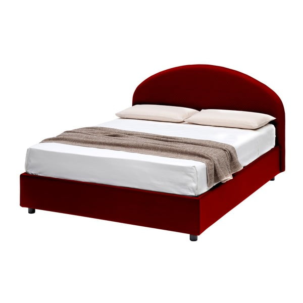 Červená dvojlôžková posteľ s úložným priestorom a poťahom z koženky 13Casa Giotto, 160 x 190 cm