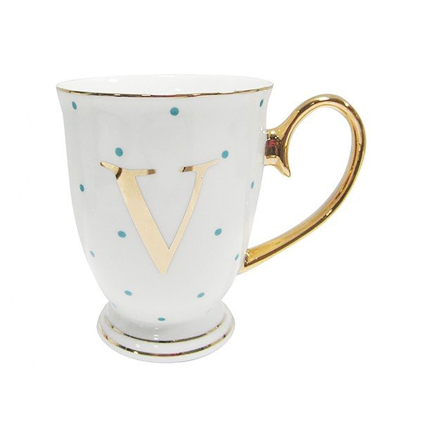 Písmenkový hrnček V s modrými bodkami-image-2