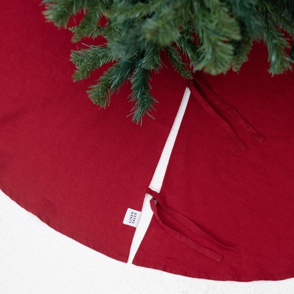 Červený okrúhly koberec pod vianočný stromček ø 125 cm – Linen Tales-image-2