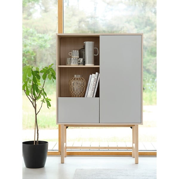 Sivá komoda s nohami z dubového dreva Unique Furniture Bilbao-image-4