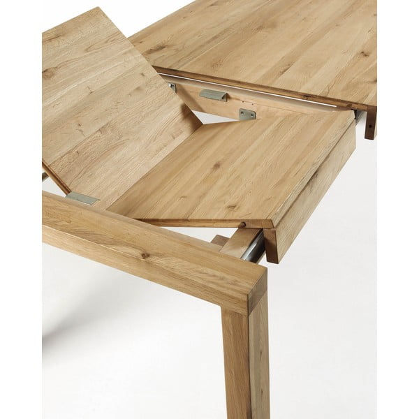 Rozkladací jedálenský stôl s prídavnou doskou v dekore duba 100x200 cm Briva – Kave Home-image-4