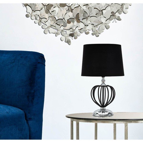 Stolová lampa s textilným tienidlom v čierno-striebornej farbe (výška 44,5 cm) Darčeky – Mauro Ferretti-image-1
