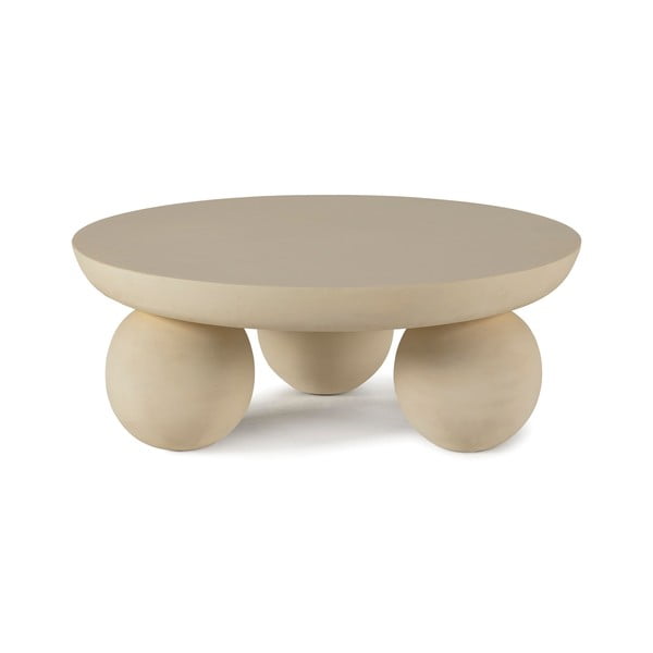 Béžový okrúhly konferenčný stolík z mangového dreva ø 90 cm Ailen – MOME