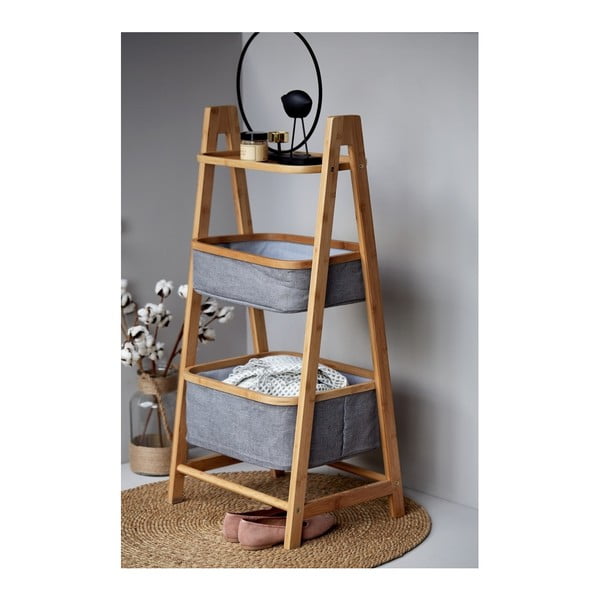 Sivo-hnedý bambusový kúpeľňový regál 44x91 cm Bahari - Wenko-image-2