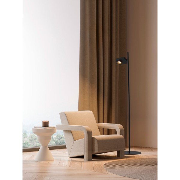 Čierna hliníková LED stojacia lampa s ohýbateľnou konštrukciou/so stmievačom (výška  131 cm) Kedros – Nova Luce-image-1
