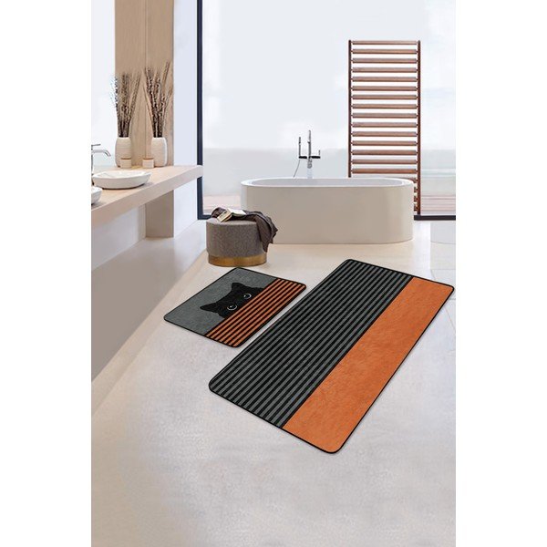 Čierno-oranžové kúpeľňové predložky v súprave 2 ks 60x100 cm - Mila Home-image-1