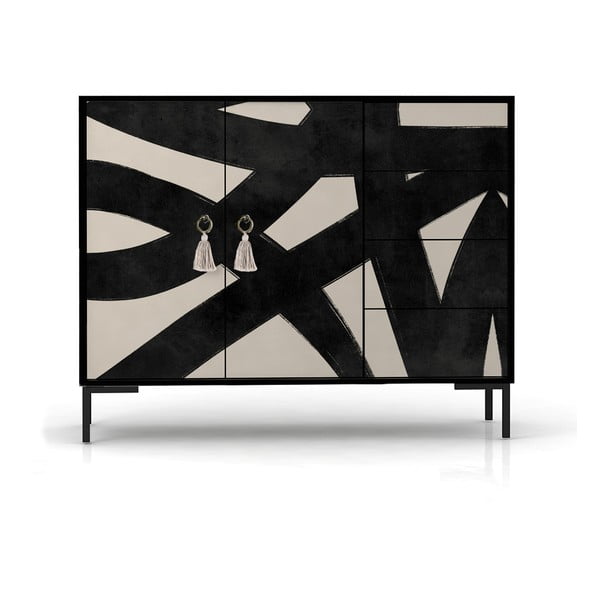 Čierno-béžová nízka komoda 113x84 cm Wilma – Really Nice Things