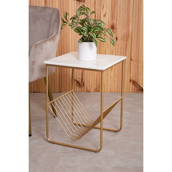 Odkladací stolík s mramorovou doskou 40x40 cm Mandoli – Premier Housewares-image-2