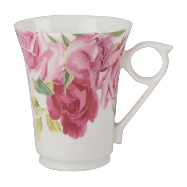 Ružovo-biely keramický hrnček s kvetinovým motívom Creative Tops, 300 ml