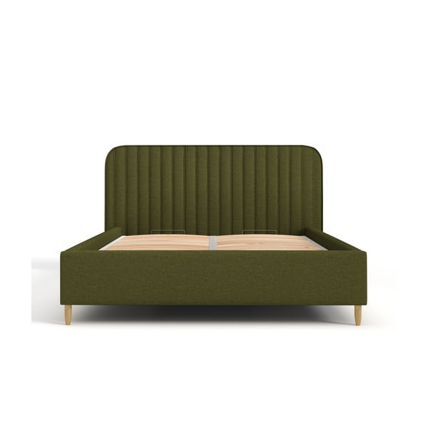 Zelená čalúnená dvojlôžková posteľ s úložným priestorom s roštom 160x200 cm Noto – Maison de Rêve-image-2