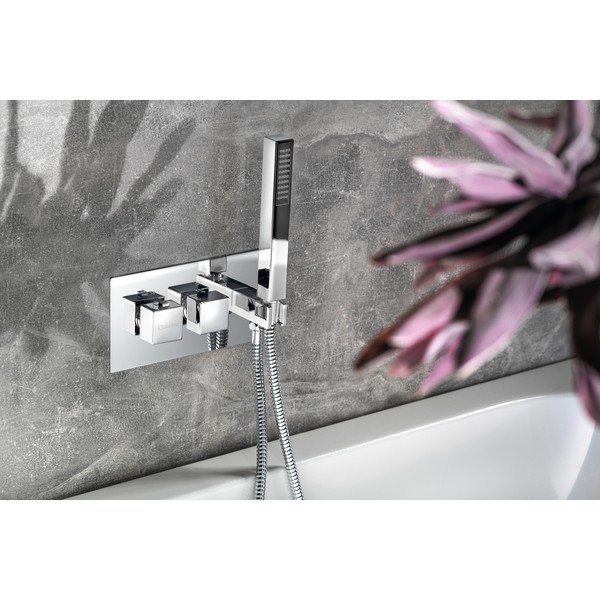 Podomietková sprchová batéria v lesklej striebornej farbe (2 výstupy) Latus – Sapho-image-2