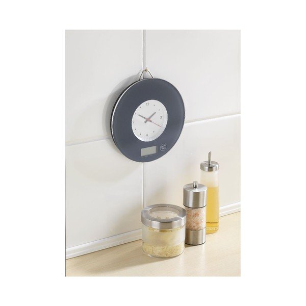 Sivá kuchynská váha s hodinami Wenko Clock-image-1