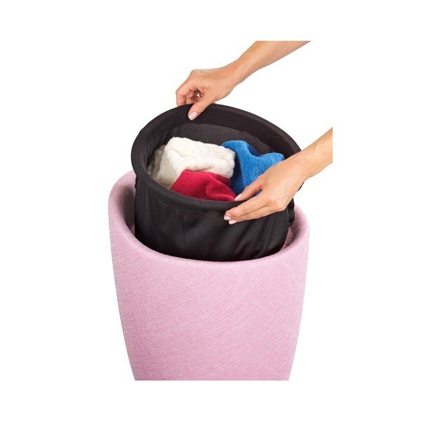 Ružový kôš na bielizeň a taburetka v jednom Wenko Linen Look, 20 l-image-2