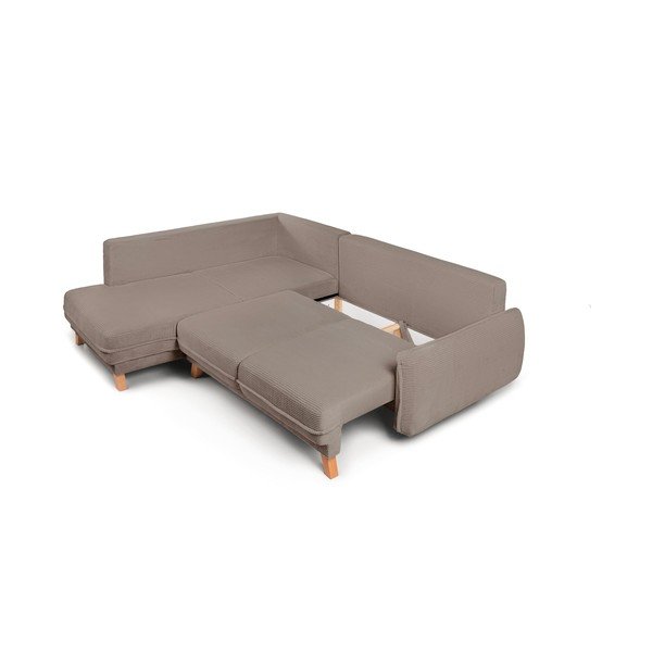 Taupe menčestrová rozkladacia/s úložným priestorom rohová pohovka (pravý roh/do L) Tori – Bonami Selection-image-4