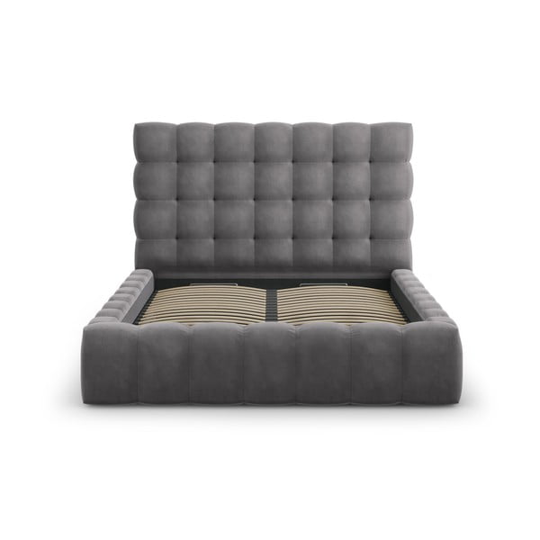 Sivá čalúnená dvojlôžková posteľ s úložným priestorom s roštom 140x200 cm Bali – Cosmopolitan Design-image-2