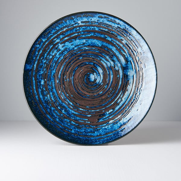 Modrý keramický tanier Mij Copper Swirl, ø 29 cm-image-3