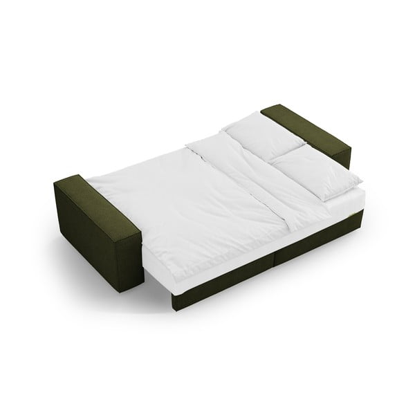 Tmavozelená rozkladacia pohovka z textílie bouclé 247 cm Jodie – Micadoni Home-image-4