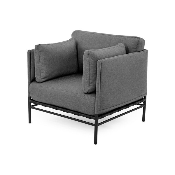 Tmavosivé polstrované záhradné kreslo Dandy – Sit Sit-image-3