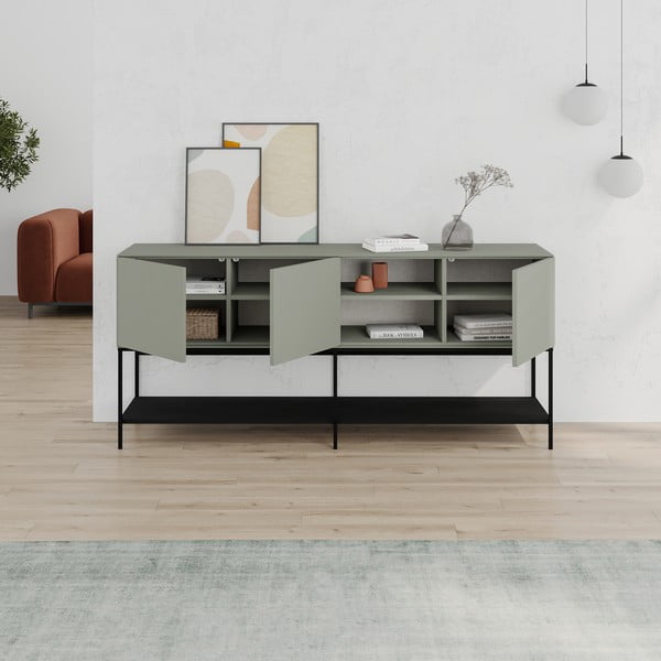 Zeleno-čierna komoda 180x80x40 cm Amira – Marckeric-image-3