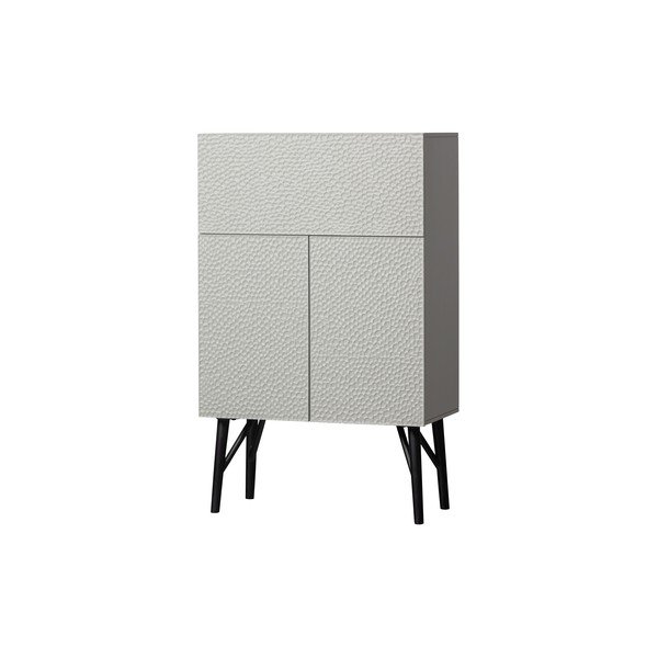 Svetlosivá vinotéka z mangového dreva 90x146x46 cm Carved – WOOOD-image-1