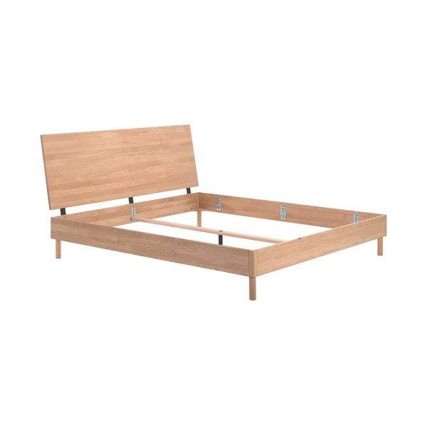 Dvojlôžková posteľ z dubového dreva bez roštu 180x200 cm v prírodnej farbe Forrest – Vipack-image-2