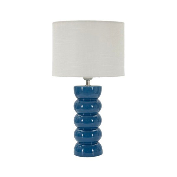 Biela/modrá keramická stolová lampa s textilným tienidlom (výška  46 cm) Torr – Mauro Ferretti