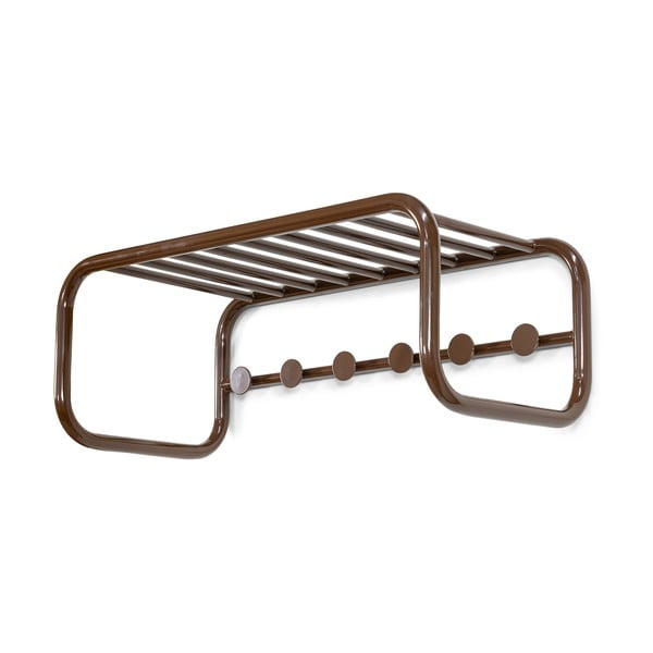 Tmavohnedý kovový nástenný vešiak s poličkou 72 cm Retro – Spinder Design-image-2