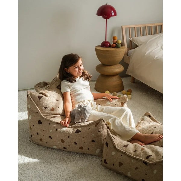 Svetlohnedý detský sedací vak z textílie buklé/ženilkový Terrazzo Chair – Wigiwama-image-1
