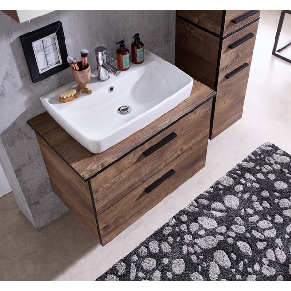 Hnedá závesná skrinka v dekore duba bez umývadla 71x51 cm Set 374 - Pelipal-image-1