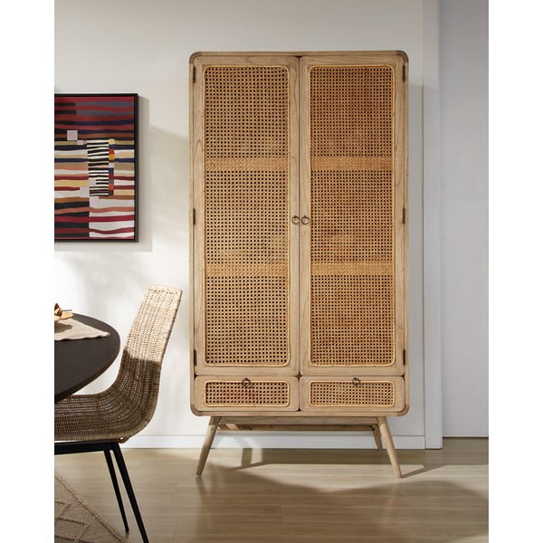 Šatníková skriňa z masívu mindi v prírodnej farbe 90x175 cm Nalu – Kave Home-image-1