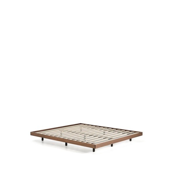 Hnedá dvojlôžková posteľ z brezového dreva bez čela s roštom 180x200 cm Norlen – Kave Home