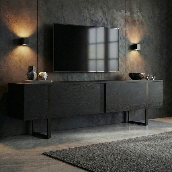 Čierny TV stolík 180x50x30 cm Onera – Kalune Design-image-2