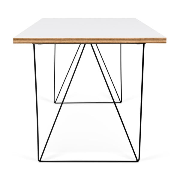 Biely pracovný stôl s čiernymi nohami TemaHome Flow, 140 x 75 cm-image-3