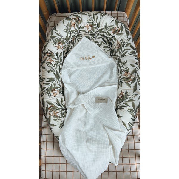 Biela mušelínová detská osuška s kapucňou 85x85 cm Muslin – Malomi Kids-image-1