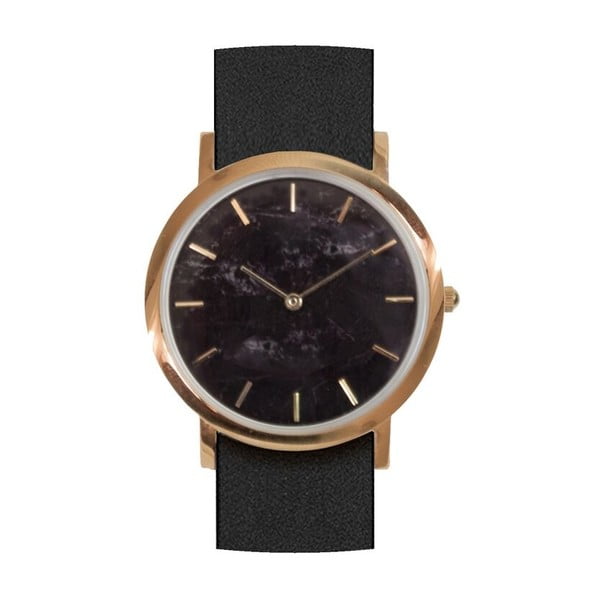 Čierne mramorové hodinky s čiernym remienkom Analog Watch Co. Classic