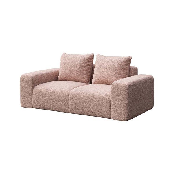 Svetloružová pohovka z textílie bouclé 212 cm Feiro – MESONICA-image-2