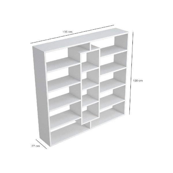 Biela drevená knižnica Dalia, šírka 130 cm-image-2