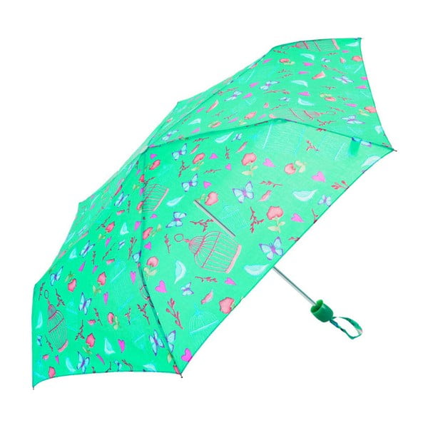 Detský zelený skladací dáždnik Birds & Butterflies
