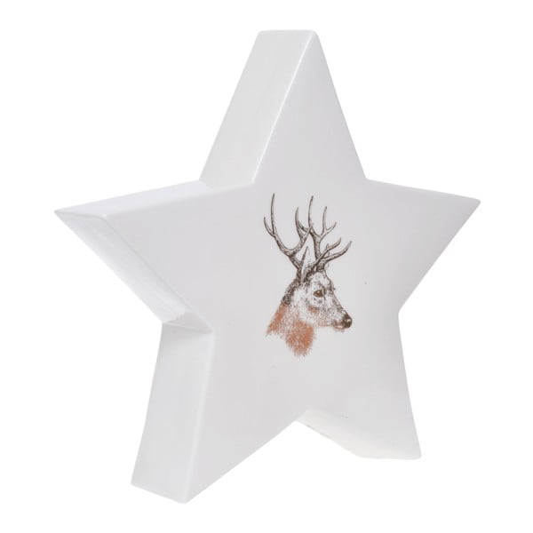 Biela keramická dekoratívna hviezda Ewax Deer, výška 15,5 cm
