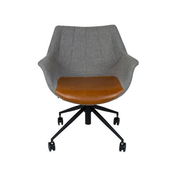 Sivá kancelárska stolička s hnedým detailom Zuiver Doulton-image-2