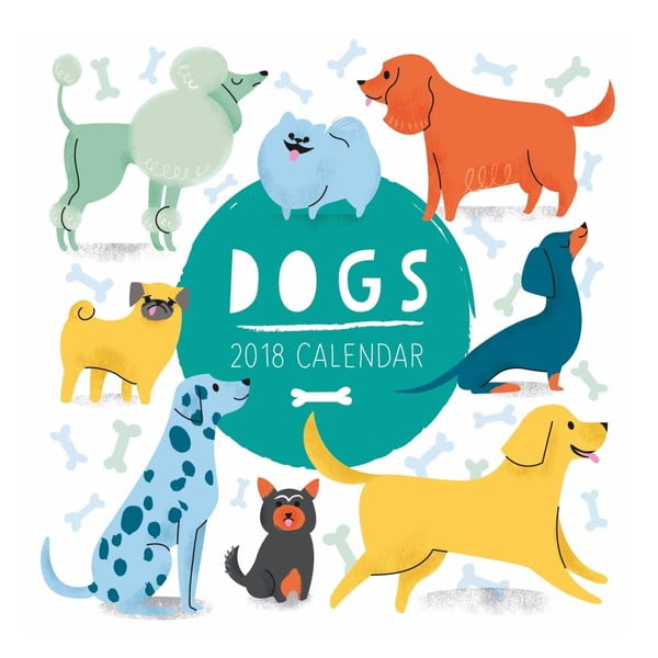 Nástenný kalendár na rok 2018 Portico Designs Dogs
