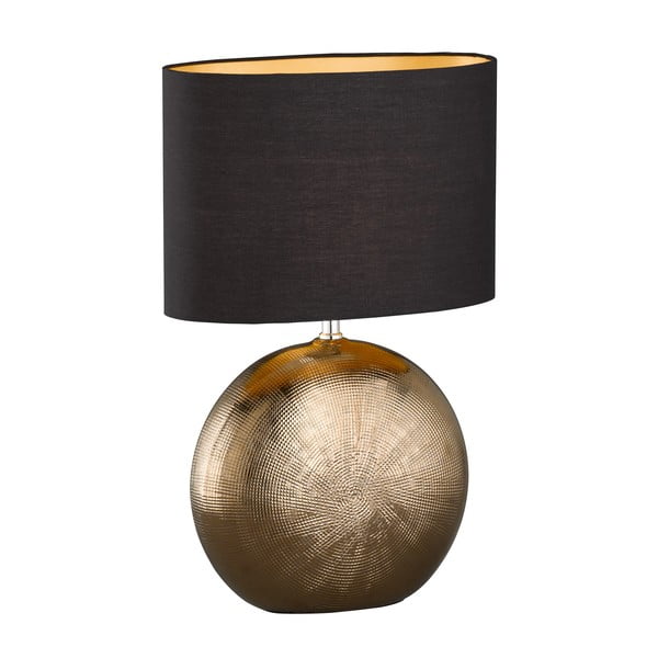 Keramická stolová lampa s textilným tienidlom v čierno-bronzovej farbe (výška 53 cm) Foro – Fischer & Honsel