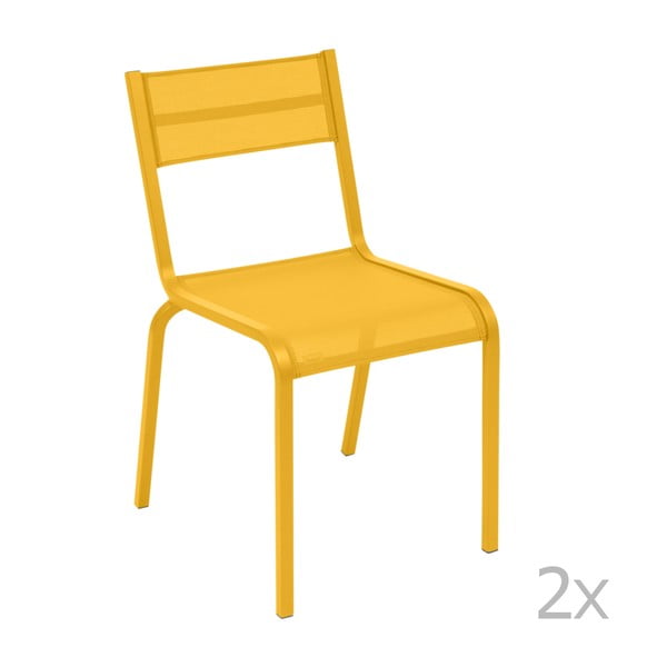 Sada 2 žltých kovových záhradných stoličiek Fermob Oléron