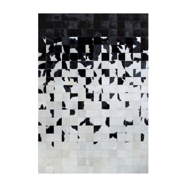 Čierno-biely koberec z pravej kože Pipsa Degradada, 240 × 170 cm