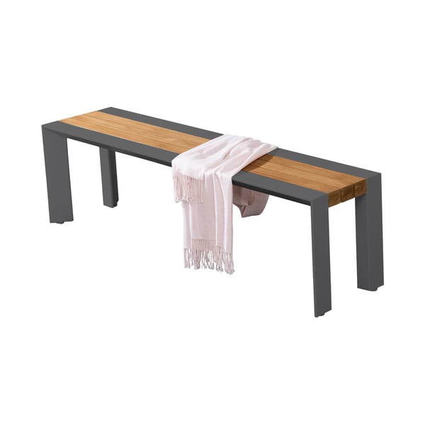 Tmavosivo-hnedá kovová záhradná lavica Silea – Garden Pleasure