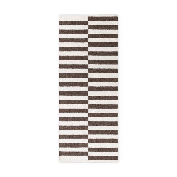 Biely/hnedý obojstranný/ručne tkaný vlnený behúň 80x200 cm Vika – Hanse Home