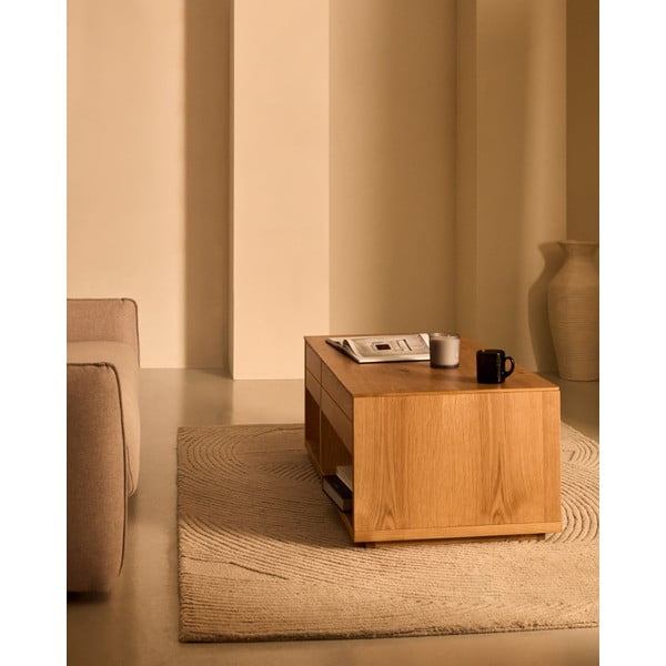 Konferenčný stolík v dekore duba v prírodnej farbe 60x140 cm Alguema – Kave Home-image-1