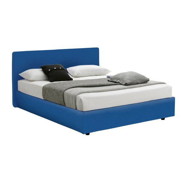 Modrá dvojlôžková posteľ s úložným priestorom a matracom 13Casa Ninfea, 160 x 200 cm
