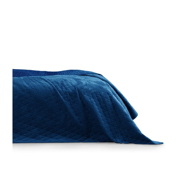 Modrý pléd cez posteľ AmeliaHome Laila Royal, 260 x 240 cm
