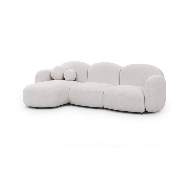 Krémová rohová pohovka z textílie buklé (ľavý roh/s leňoškou) Orbit – Ropez